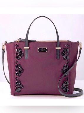 KATE SPADE ♠️ New York 💜Alyse💜 DEEP PLUM WILSON ROAD EMBELLISHED BAG 🌟NWT🌟